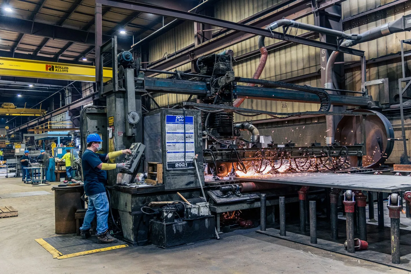 Industrial machinery operating in a manufacturing plant
