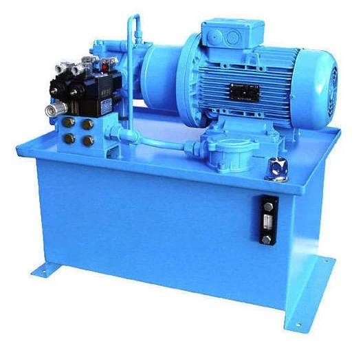 Blue industrial hydraulic power-pack unit
