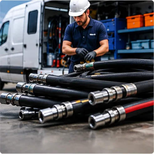 Mobile hydraulic hose replacement service
